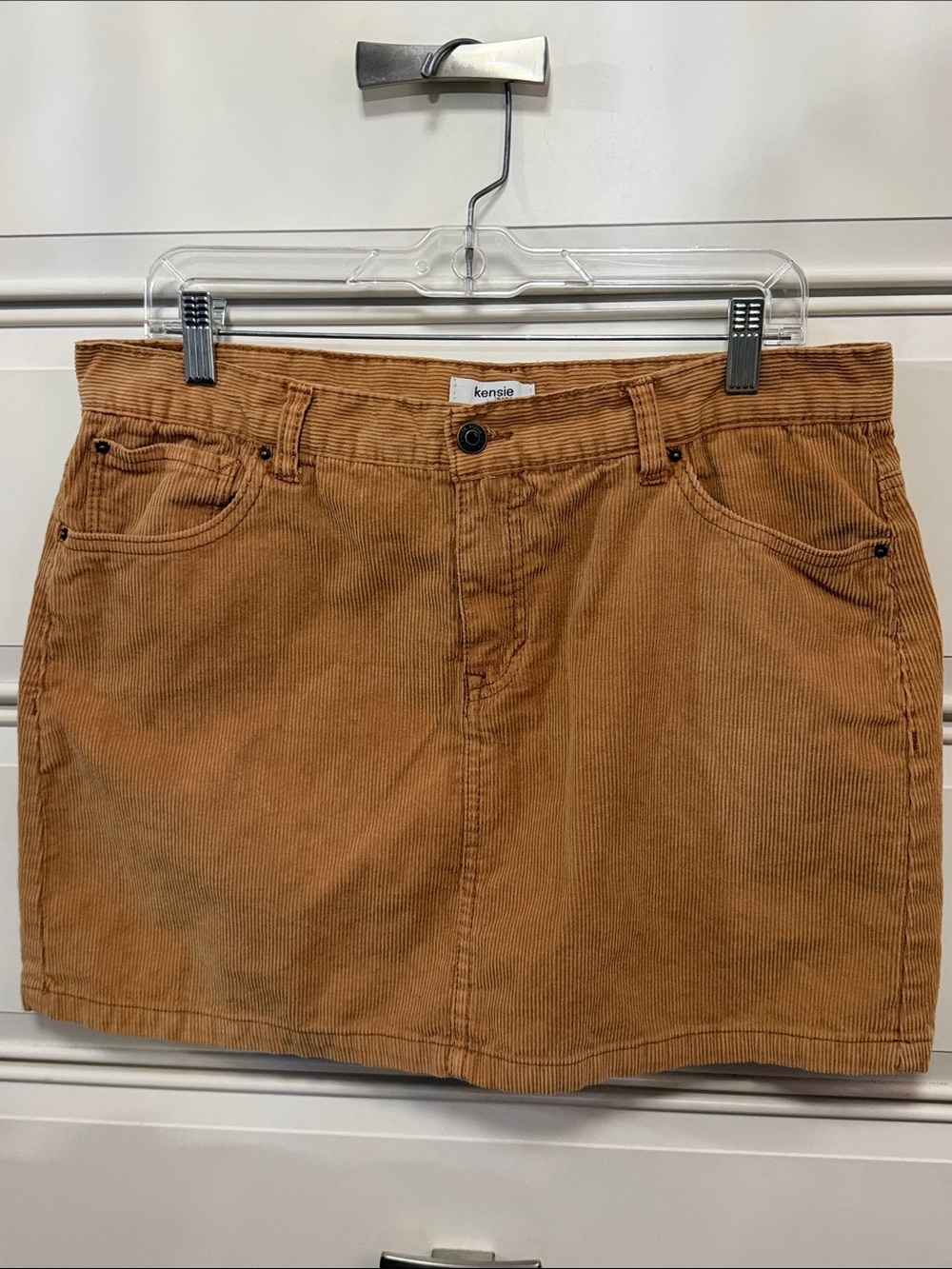 Kensie Tan Corduroy Mini Skirt